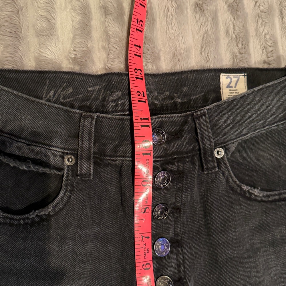 We The Free Free People High Rise Button Fly Distressed Straight Leg Jeans 27 - Picture 6 of 8
